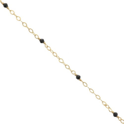 Catena Forzatina limata 2mm con onice nero -Argento 925 Dorato con oro fino x50cm