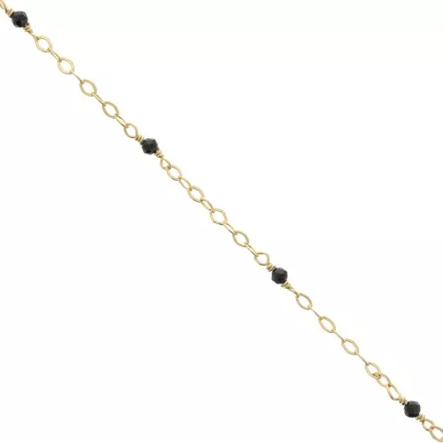 Catena Forzatina limata 2mm con onice nero -Argento 925 Dorato con oro fino x50cm