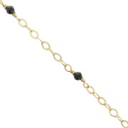 Catena Forzatina limata 2mm con onice nero -Argento 925 Dorato con oro fino x50cm