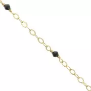 Catena Forzatina limata 2mm con onice nero -Argento 925 Dorato con oro fino x50cm