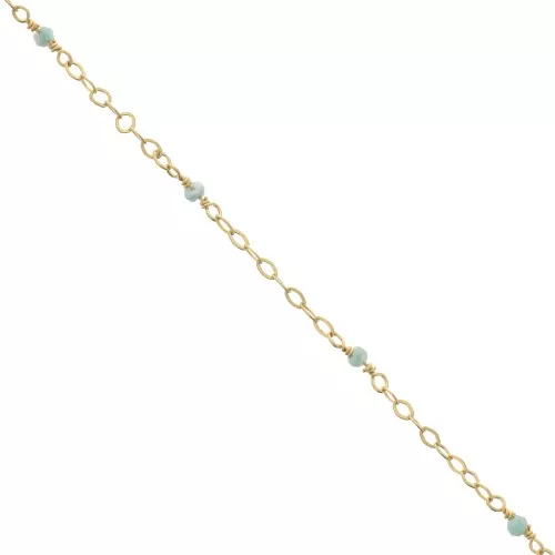Catena Forzatina limata 2mm con Amazzonite - Argento 925 Dorato con o x50cm