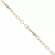 Catena Forzatina limata 2mm con Amazzonite - Argento 925 Dorato con o x50cm
