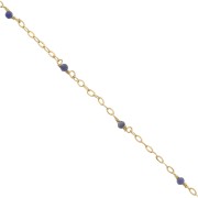 Catena Forzatina limata 2mm con Sodalite - Argento 925 Dorato con oro fino x50cm