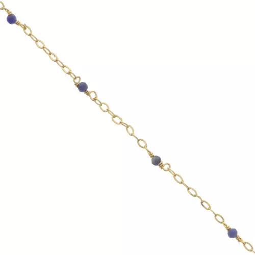 Catena Forzatina limata 2mm con Sodalite - Argento 925 Dorato con oro fino x50cm