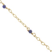 Catena Forzatina limata 2mm con Sodalite - Argento 925 Dorato con oro fino x50cm