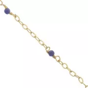 Catena Forzatina limata 2mm con Sodalite - Argento 925 Dorato con oro fino x50cm