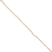 Catena Forzatina 2mm con pietre Quarzo rosa Argento 925 Dorato con oro fino x50cm|raw }}