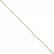 Catena Forzatina 2mm con pietre Quarzo rosa Argento 925 Dorato con oro fino x50cm