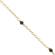 Catena Forzatina 2mm con pietre Onice nero Argento 925 Dorato con oro fino x50cm|raw }}