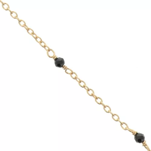 Catena Forzatina 2mm con pietre Onice nero Argento 925 Dorato con oro fino x50cm