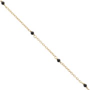 Catena Forzatina 2mm con pietre Onice nero Argento 925 Dorato con oro fino x50cm