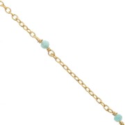 Catena Forzatina 2mm con pietre Amazzonite Argento 925 Dorato con oro fino x50cm