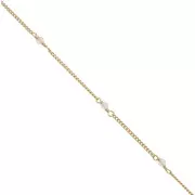 Catena Gourmette 2mm con quarzo rosa sfaccettato Arg.925 Dorato con oro fino x50cm