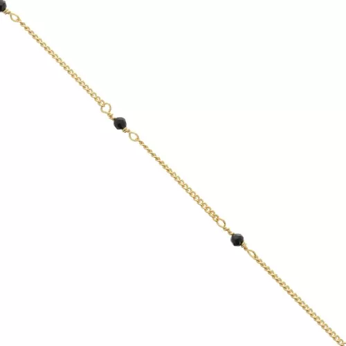 Catena Gourmette 2mm con onice nero sfaccettato Arg.925 Dorato con oro fino x50cm