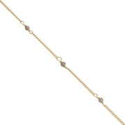 Catena Gourmette 2mm con quarzo fumato Argento 925 Dorato con oro fi x50cm|raw }}