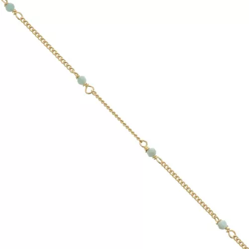 Catena Gourmette 2mm con Amazzonite sfaccettato Arg.925 Dorato con oro fino x50cm