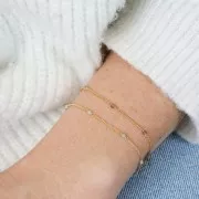 Catena Gourmette 2mm con Amazzonite sfaccettato Arg.925 Dorato con oro fino x50cm