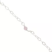 Catena forzatina limata 2 mm Pietre gemme sfaccetta Quarzo rosa -Argento 925 x50cm