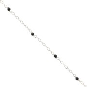 Catena forzatina limata 2 mm Pietre gemme sfaccetta Onice nero - Argento 925 x50cm