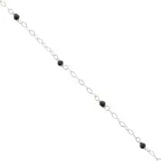 Catena forzatina limata 2 mm Pietre gemme sfaccetta Onice nero - Argento 925 x50cm