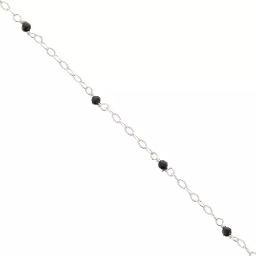 Catena forzatina limata 2 mm Pietre gemme sfaccetta Onice nero - Argento 925 x50cm