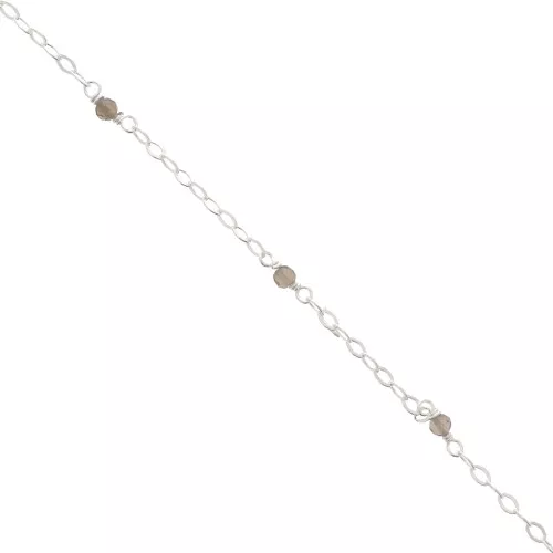 Catena forzatina limata 2 mm Pietre gemme sfaccetta Quarzo fumato Argento 925x50cm