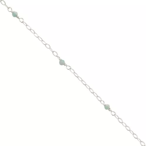 Catena forzatina limata 2 mm Pietre gemme sfaccettate Amazzonite Argento 925 x50cm
