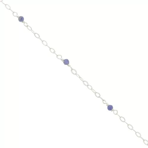 Catena forzatina limata 2 mm Pietre gemme sfaccettate Sodalite - Argento 925 x50cm