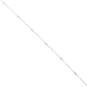 Catena a maglia Forzatina con perle sfaccettate da 2,5 mm in quarzo rosa - Argento 925, lunghezza 50 cm