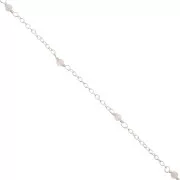 Catena maglia forzatina 2mm Pietre gemme sfaccettate Quarzo rosa Argento 925 x50cm