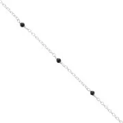 Catena maglia forzatina 2mm -Pietre gemme sfaccettate Onice nero Argento 925 x50cm