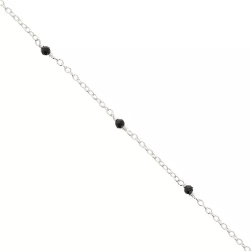 Catena maglia forzatina 2mm -Pietre gemme sfaccettate Onice nero Argento 925 x50cm
