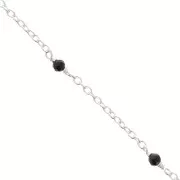 Catena maglia forzatina 2mm -Pietre gemme sfaccettate Onice nero Argento 925 x50cm