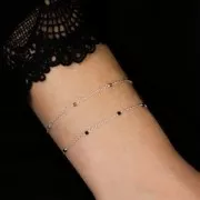 Catena maglia forzatina 2mm -Pietre gemme sfaccettate Onice nero Argento 925 x50cm