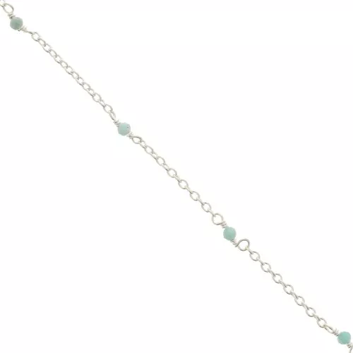 Catena maglia forzatina 2mm -Pietre gemme sfaccettate Amazzonite Argento 925 x50cm