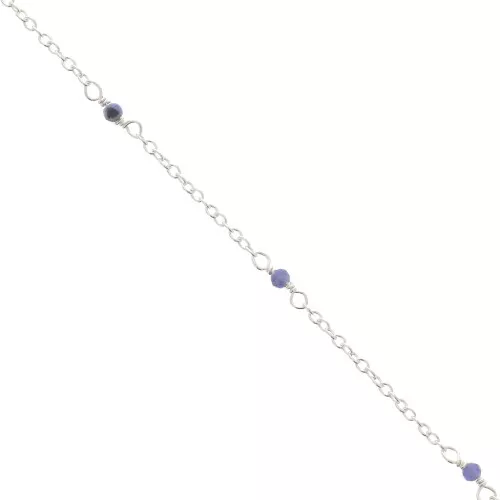 Catena maglia forzatina 2mm - Pietre gemme sfaccettate Sodalite -Argento 925 x50cm