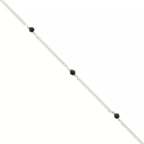 Catena Gourmette 2 mm - Pietre gemme sfaccettate Onice nero - Argento 925 x50cm
