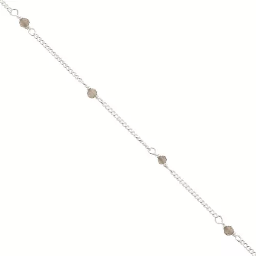 Catena Gourmette 2 mm - Pietre gemme sfaccettate Quarzo fumato - Argento 925 x50cm