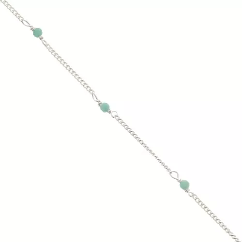 Catena Gourmette 2 mm - Pietre gemme sfaccettate Amazzonite - Argento 925 x50cm