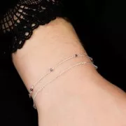 Catena Gourmette 2 mm - Pietre gemme sfaccettate Amazzonite - Argento 925 x50cm