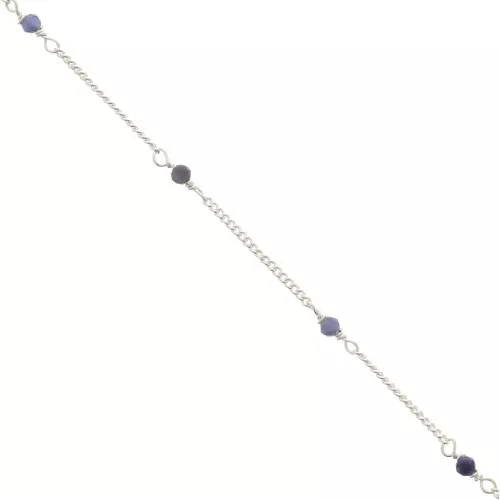 Catena Gourmette 2 mm - Pietre gemme sfaccettate Sodalite - Argento 925 x50cm