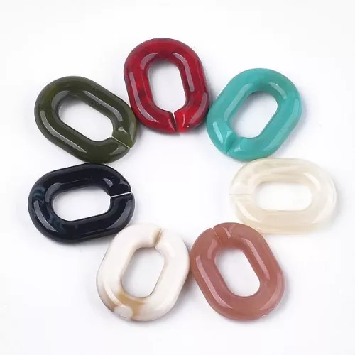 Anelli ovali 24x18 mm - Marmorizzato Multicolore x10