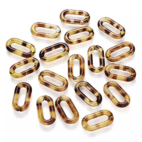 Anelli ovali 20x11 mm - Tartaruga - Marrone - Nero x10
