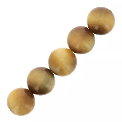 Perle tonde 6 mm pietra gemma Occhio di tigre Giallo x15