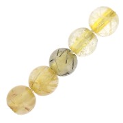 Perle rotonde in pietra gemma 4 mm - Quarzo rutilo giallo x20