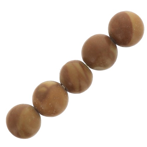 Perle rotonde in pietra gemma 4 mm - Diaspro legno x20