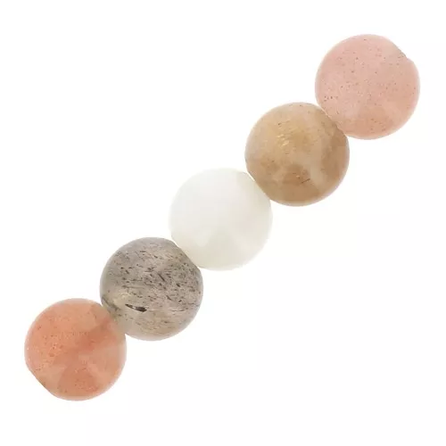 Perle rotonde in pietra gemma 4 mm - Pietra di luna misto rosa x20