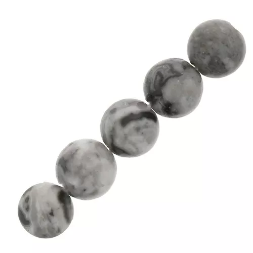 Perle rotonde in pietra gemma 4 mm - Diaspro foglia d'argento x20