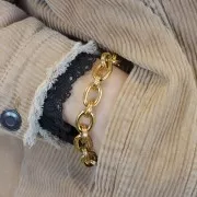 Catena maglia Forzatina alternata 13.8 mm Acciaio inossidabile dorato 316L x50cm