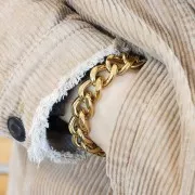 Catena maglia Gourmette limata 15 mm Acciaio inossidabile dorato 316L x50cm